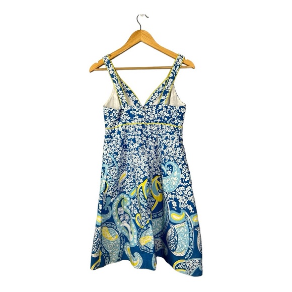 Lily Pulitzer Margherita Knotty Whirlpool Paisley Blue + Yellow Dress | Size 6 - Picture 2 of 6